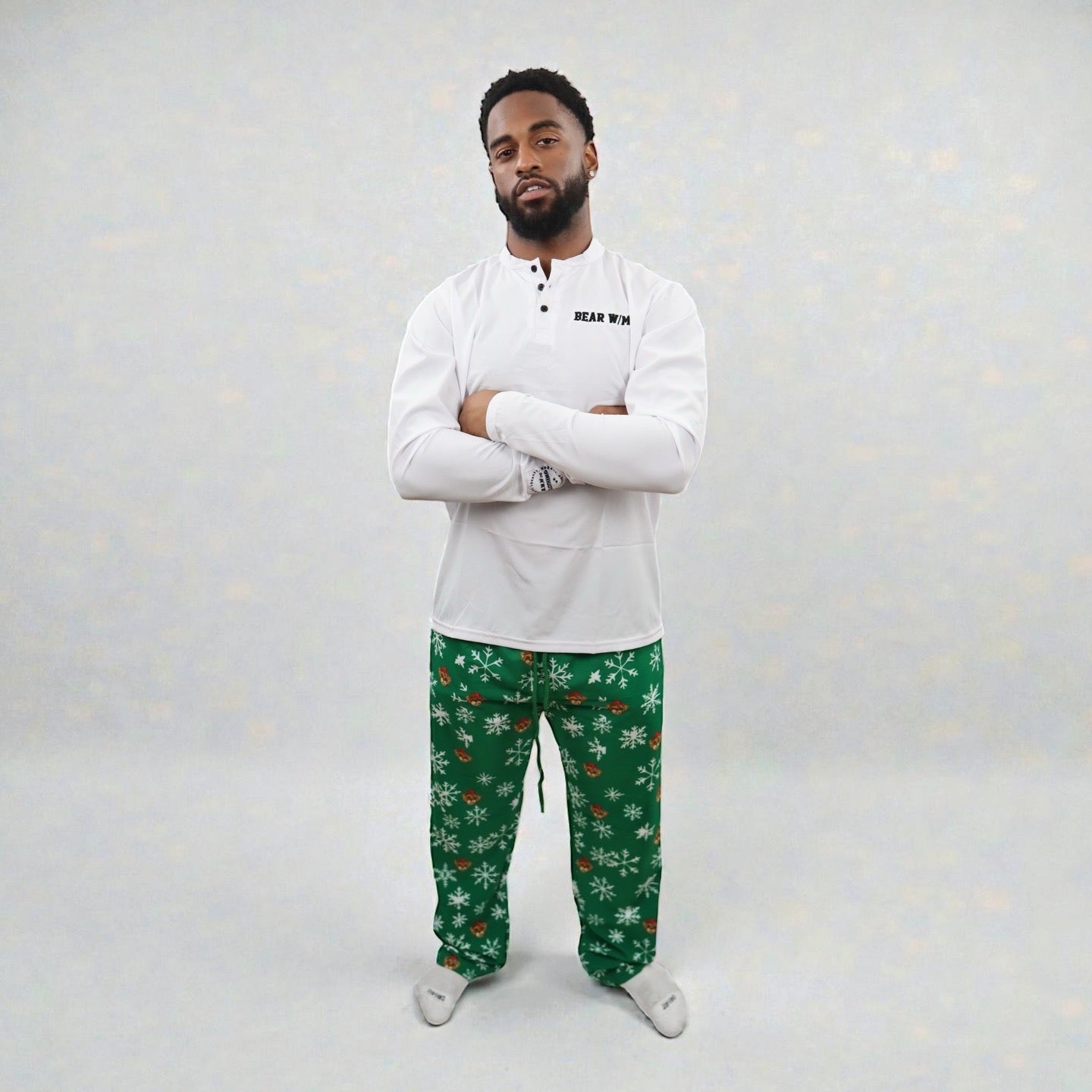 White & Green Pajama Set