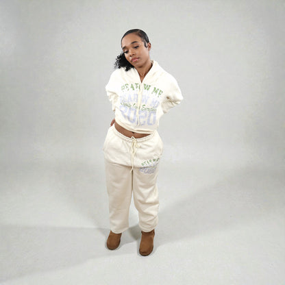 Cropped Cream Sweatsuit