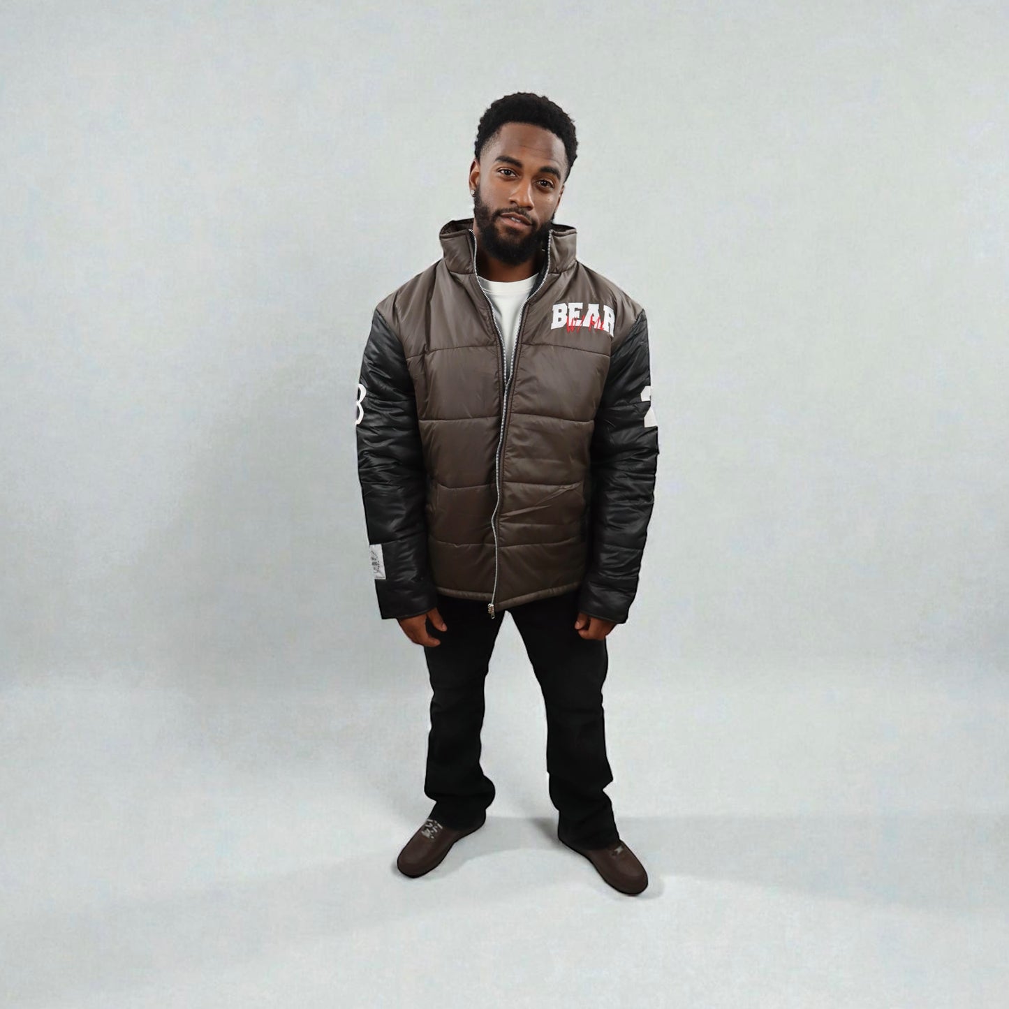 Brown & Black Puffer Jacket