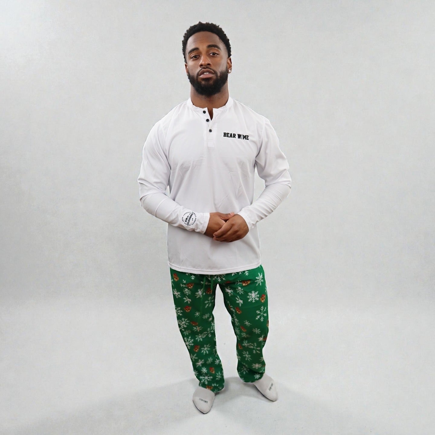 White & Green Pajama Set