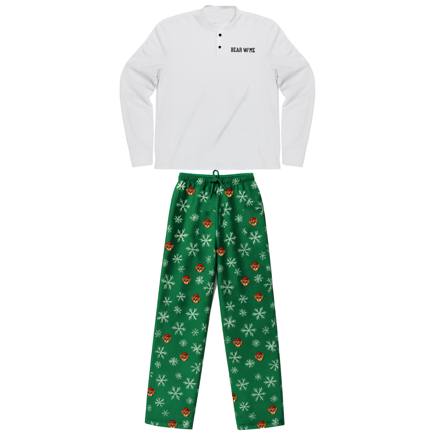 White & Green Pajama Set