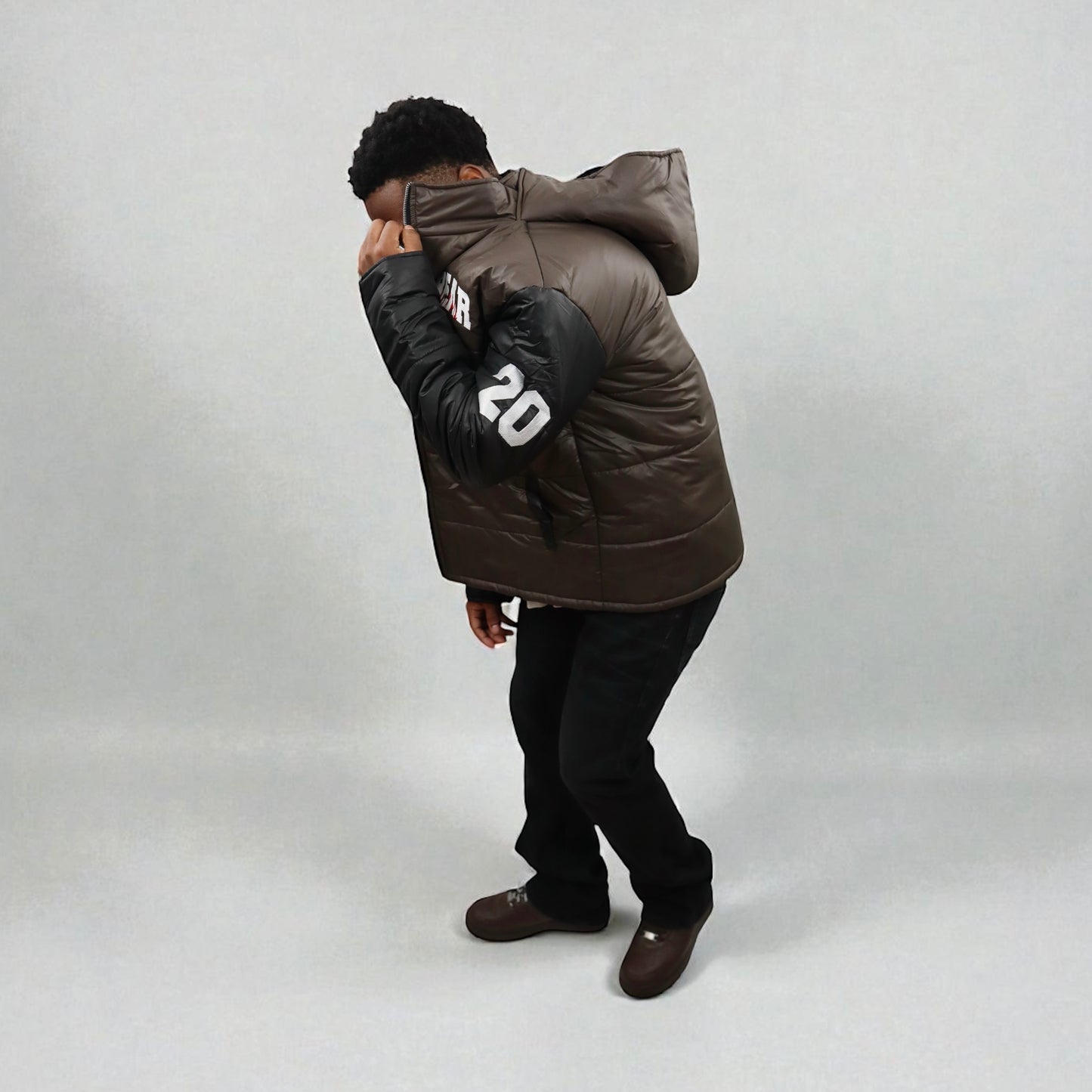 Brown & Black Puffer Jacket