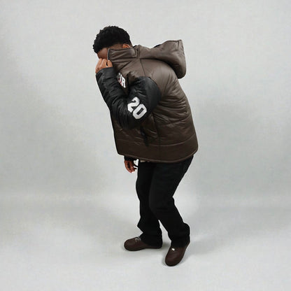 Brown & Black Puffer Jacket