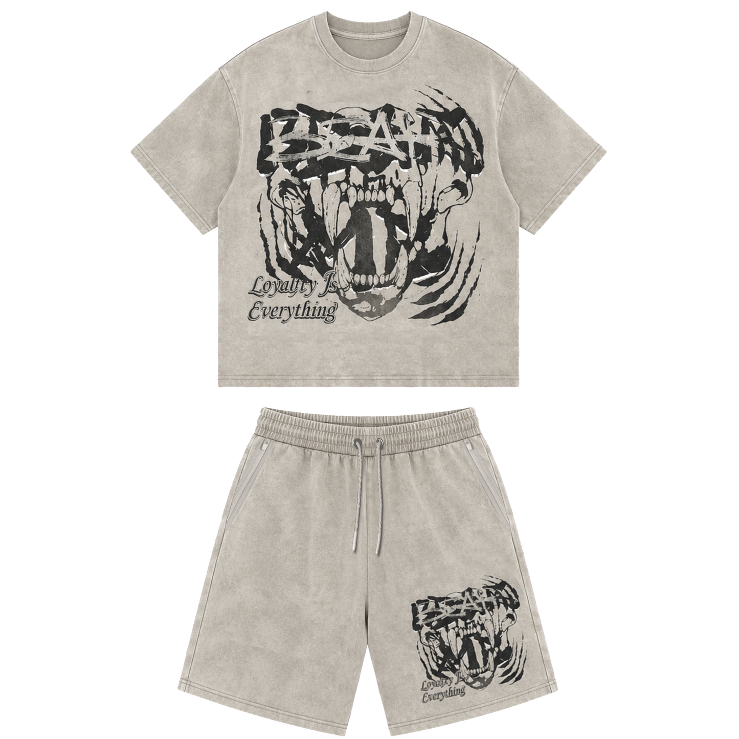 Stone Wash Short Set