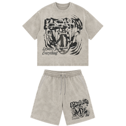 Stone Wash Short Set